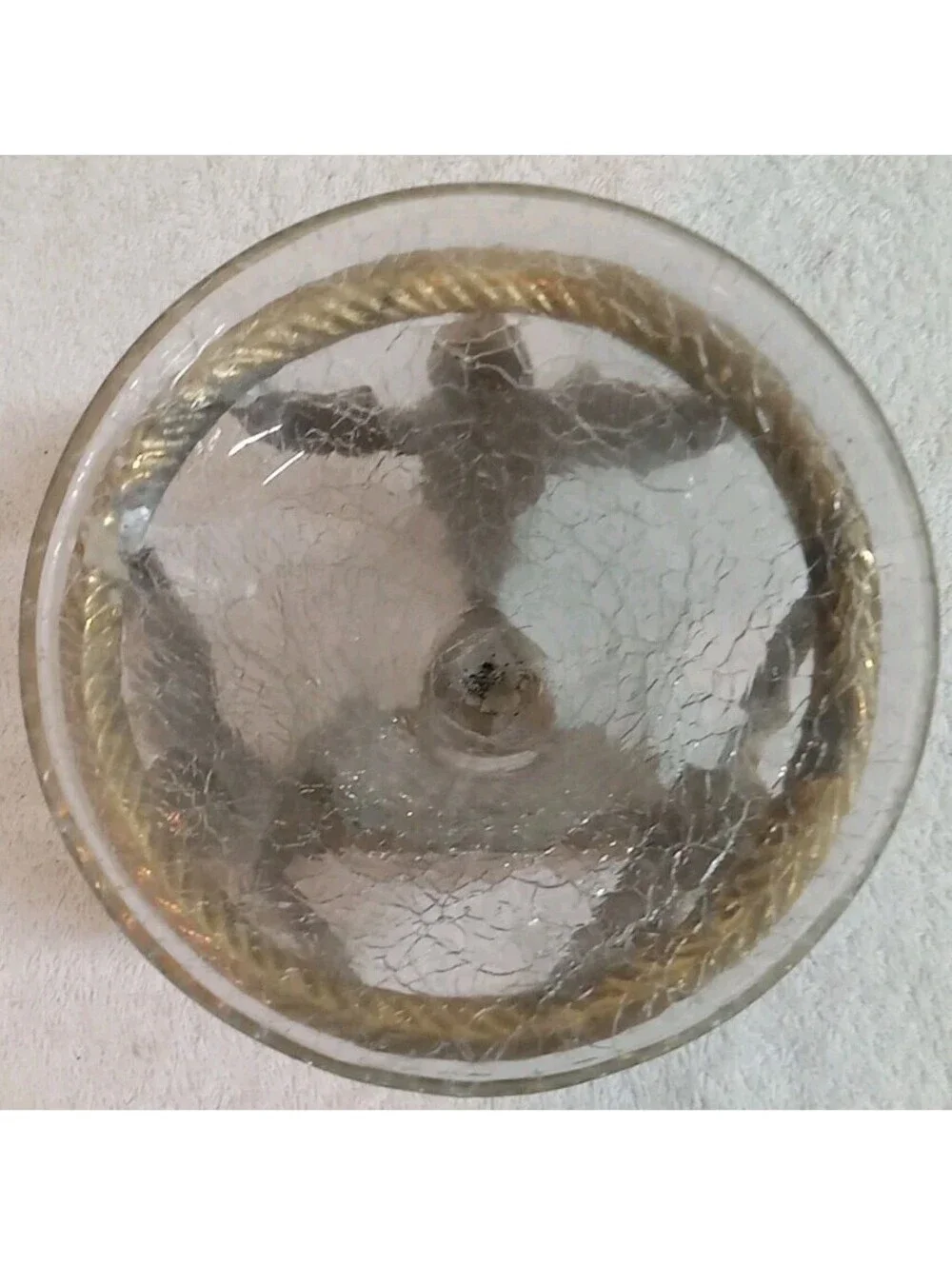 Vintage Clear Solid Brass Angel candle holder 5.25” Tall Crackle Glass Insert